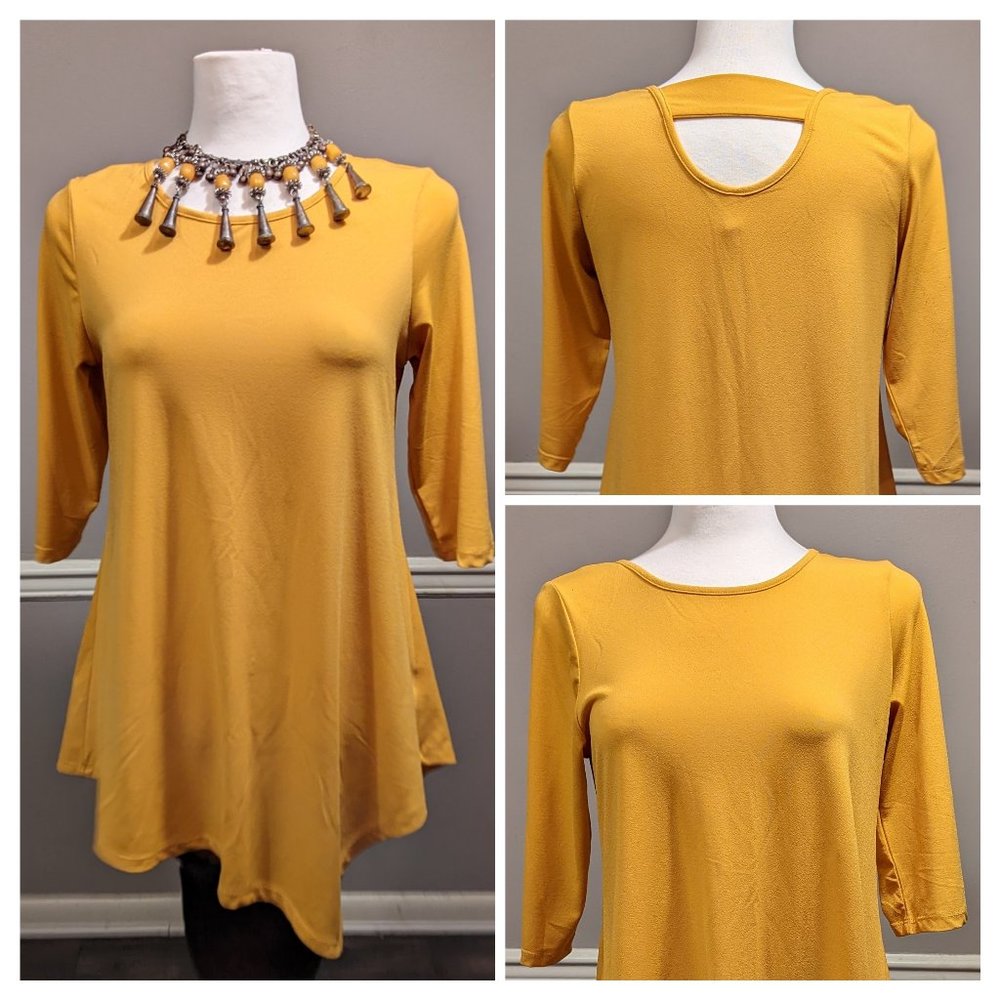 Yellow NY Collection Size S Asymmetrical Tunic Top